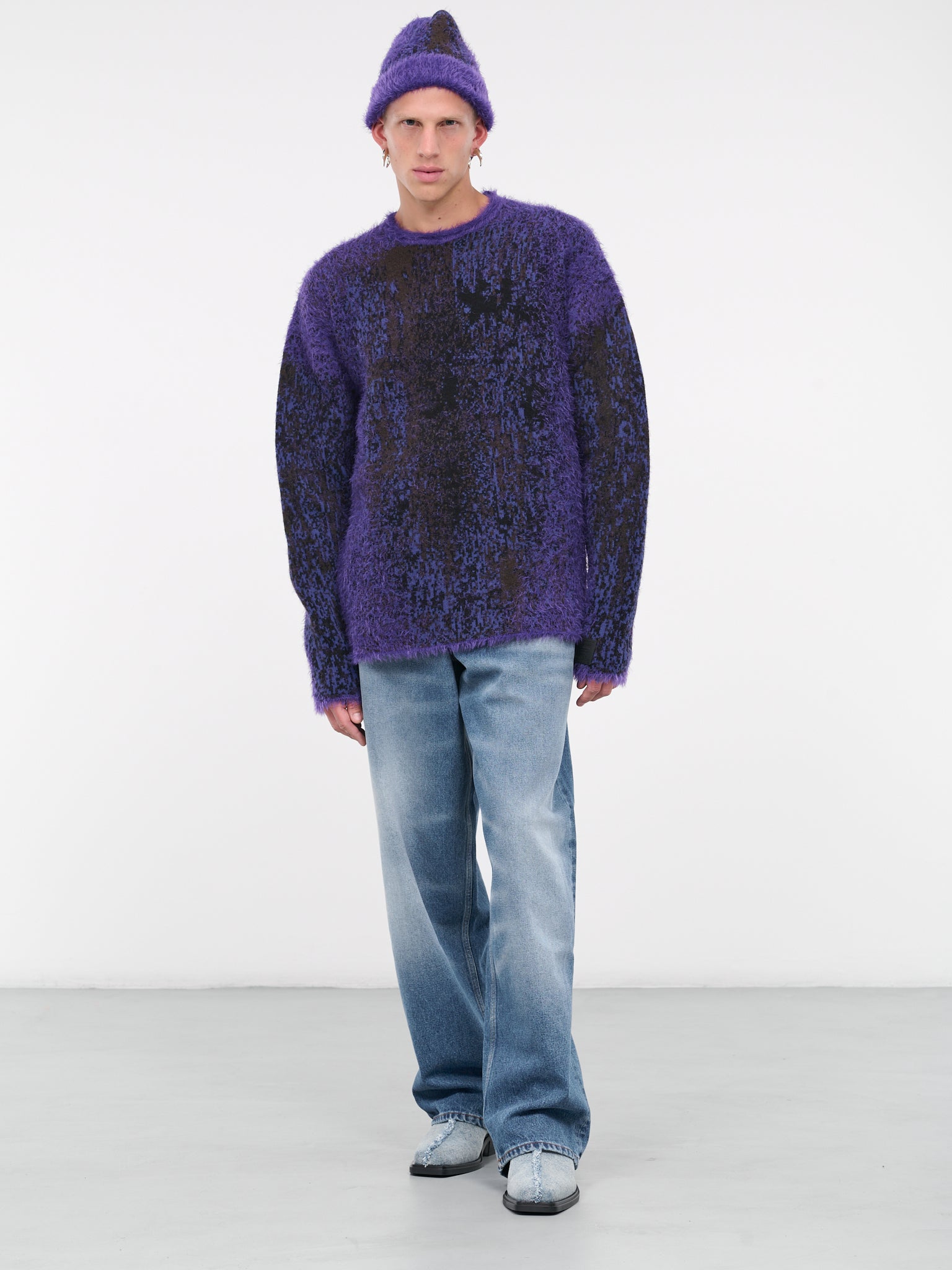 Gradient Hairy Sweater (MPULL94-S25-Y69-PURPLE-BLUE-BR)
