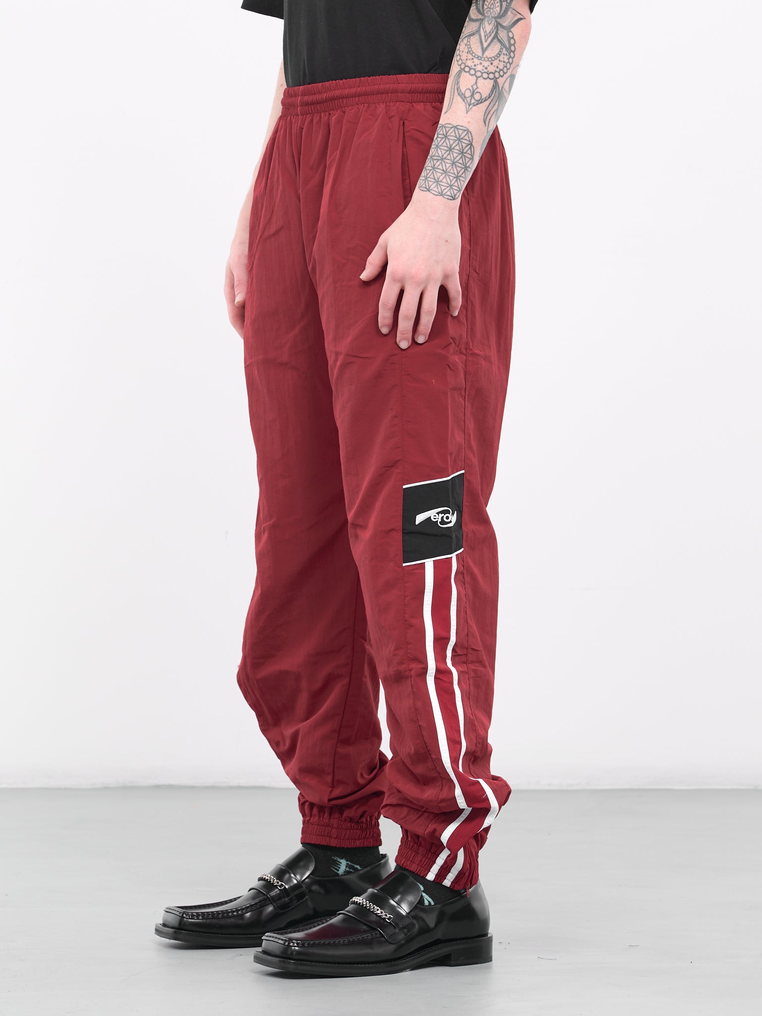 Paneled Track Pants (MR131-BURGUNDY-BLACK)