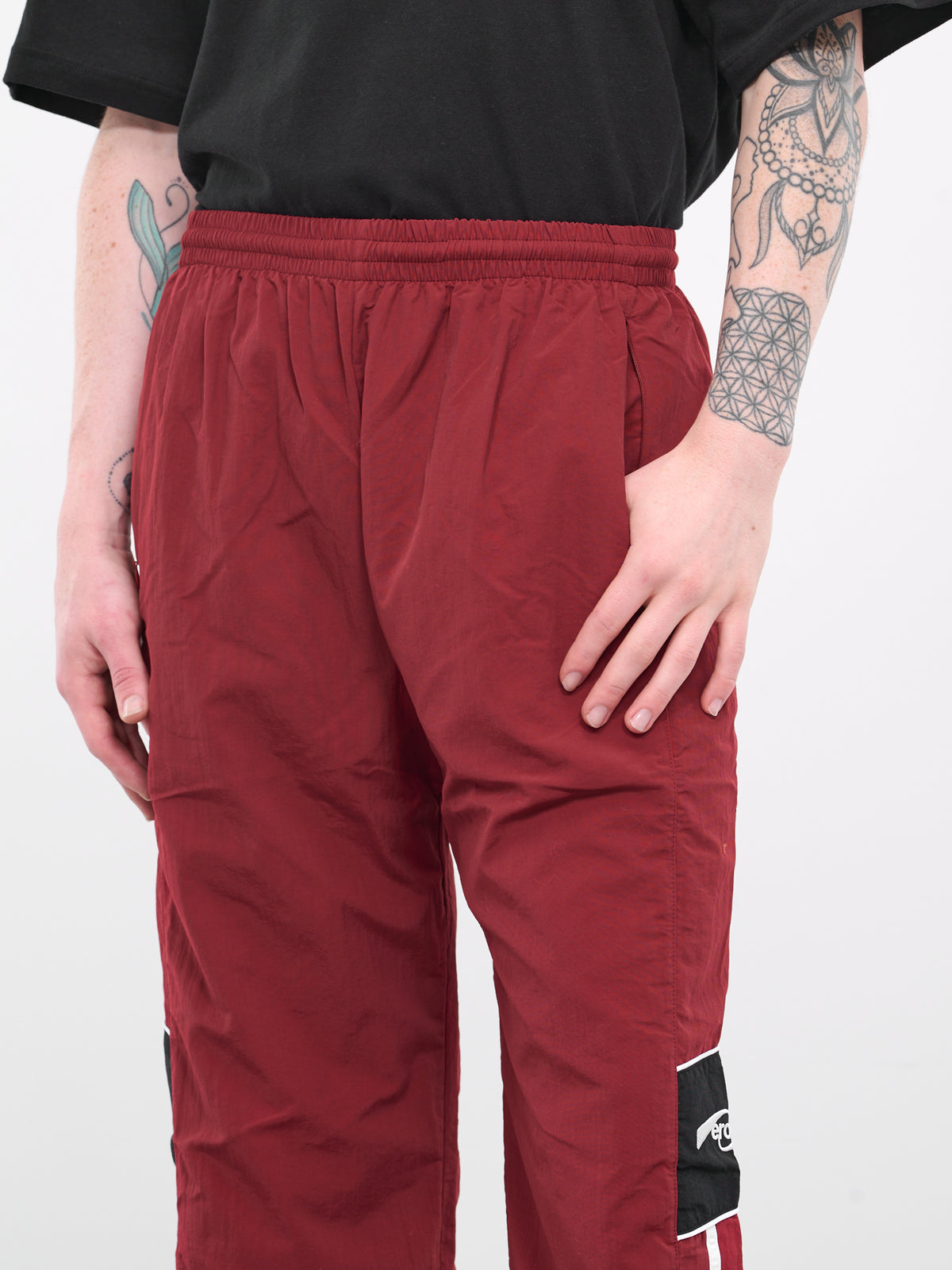 Paneled Track Pants (MR131-BURGUNDY-BLACK)