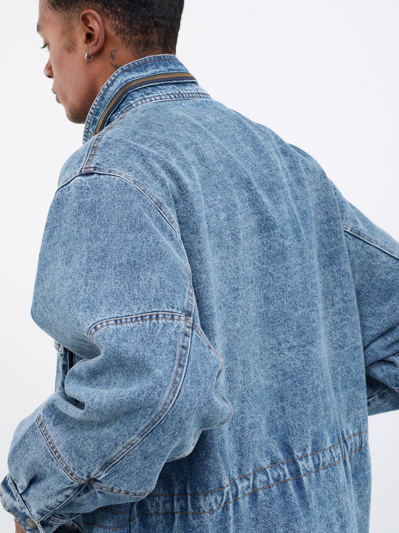 washed denim parka jacket