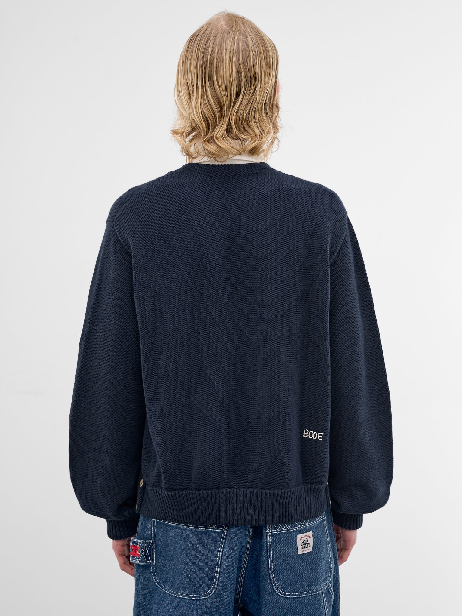 Navy Double-Breasted Cotton Cardigan (MRC99KT002-NAVY)