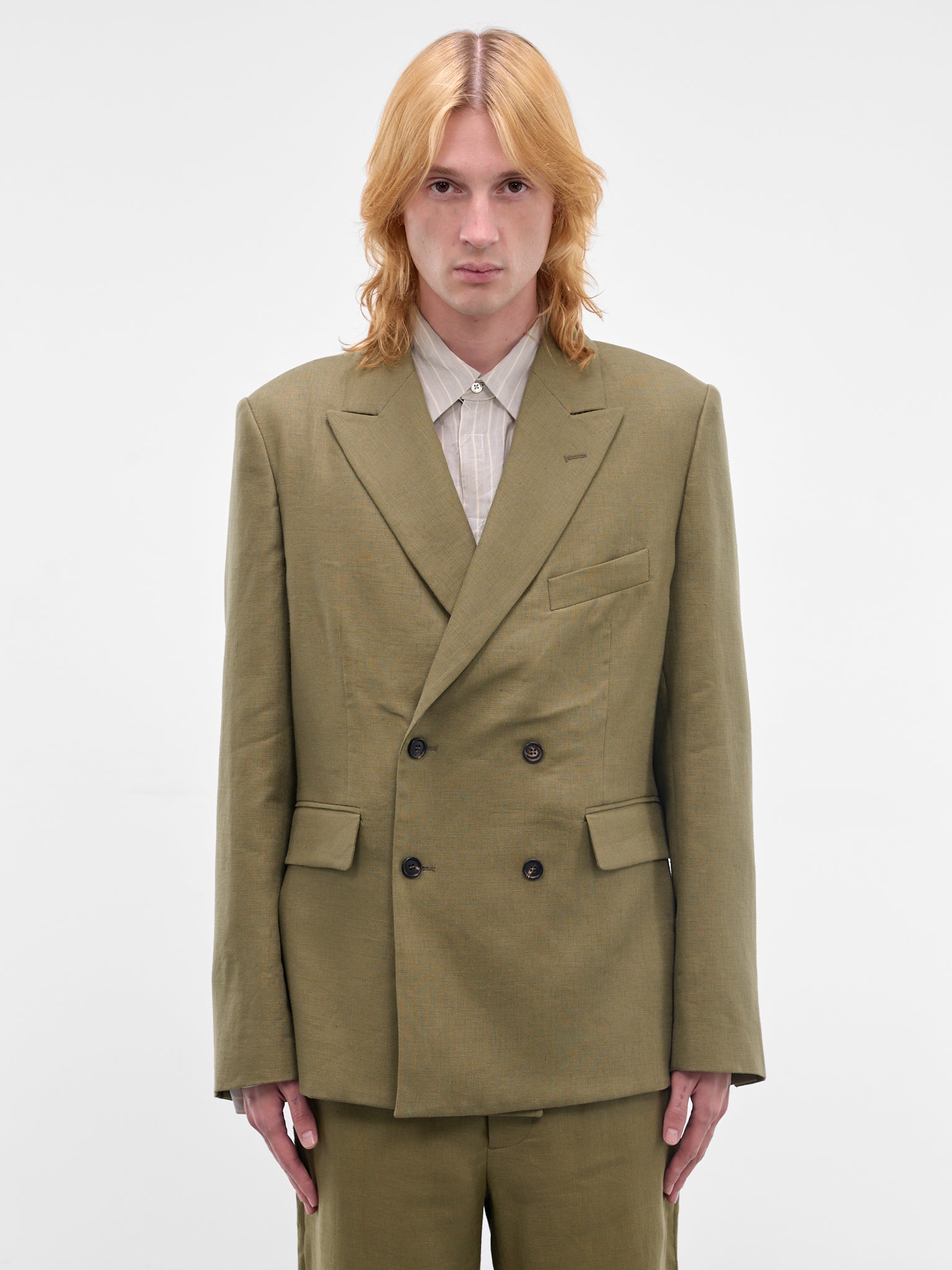 BODE Linen Double-Breasted Blazer | H.Lorenzo - front