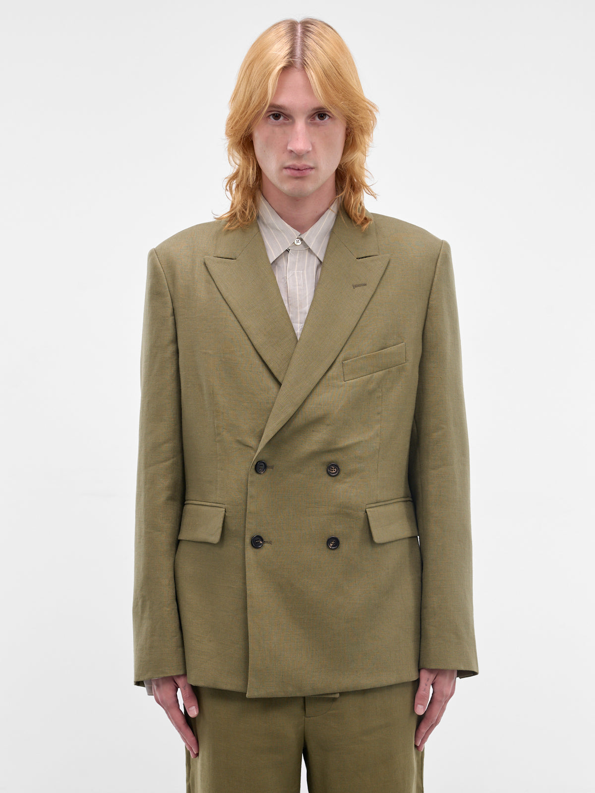 BODE Linen Double-Breasted Blazer | H.Lorenzo - front