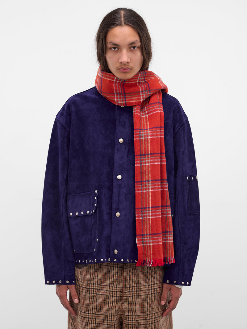 Red Gable Plaid Wool Scarf (MRF25AC032-RED)