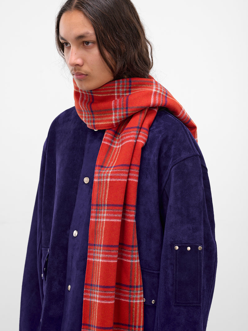 Red Gable Plaid Wool Scarf (MRF25AC032-RED)