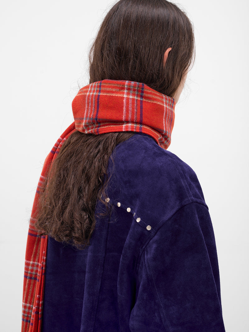 Red Gable Plaid Wool Scarf (MRF25AC032-RED)