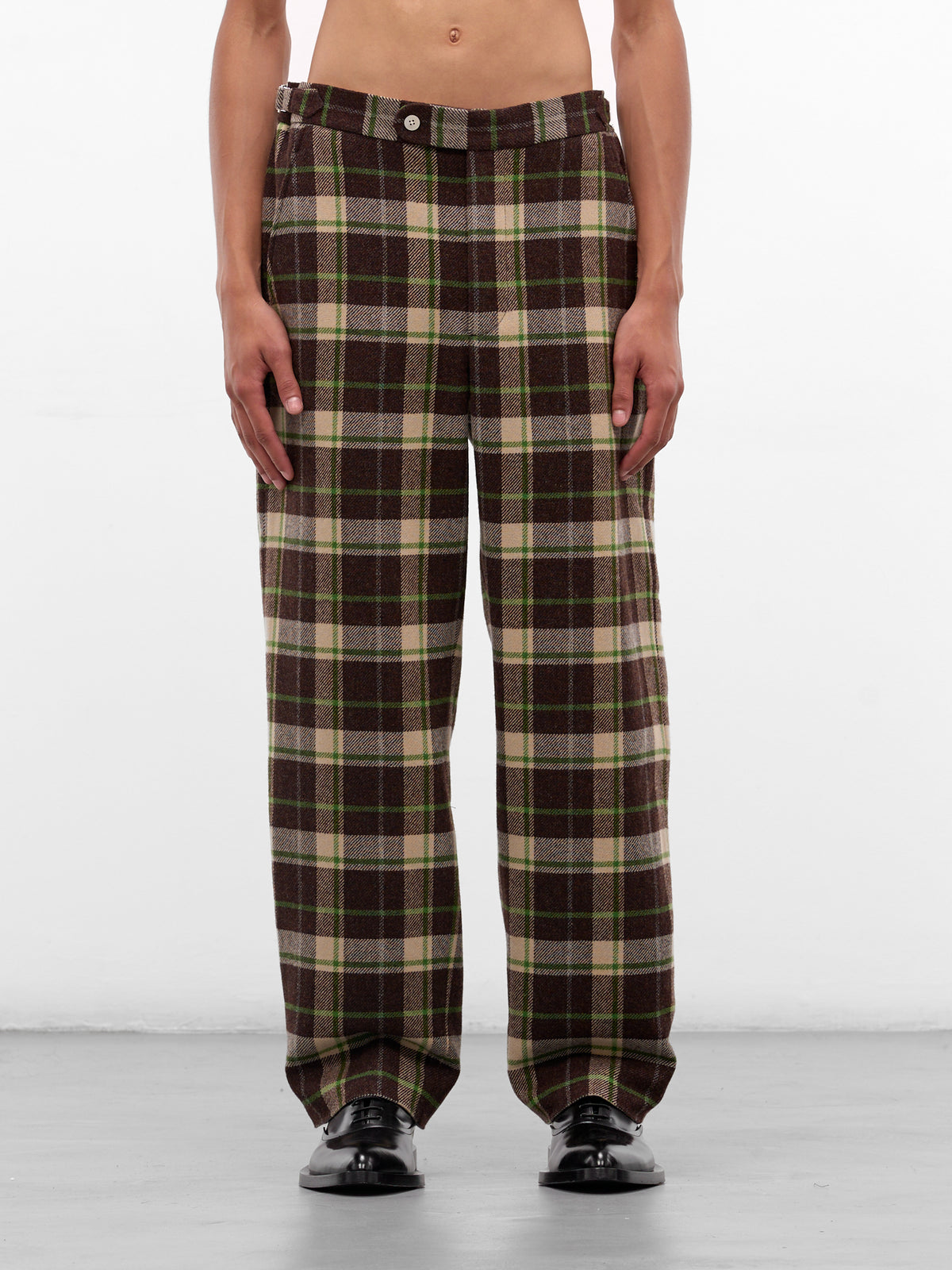 Brown Woodcrest Wool Plaid Trousers (MRF25BT008-BROWN-GREEN)