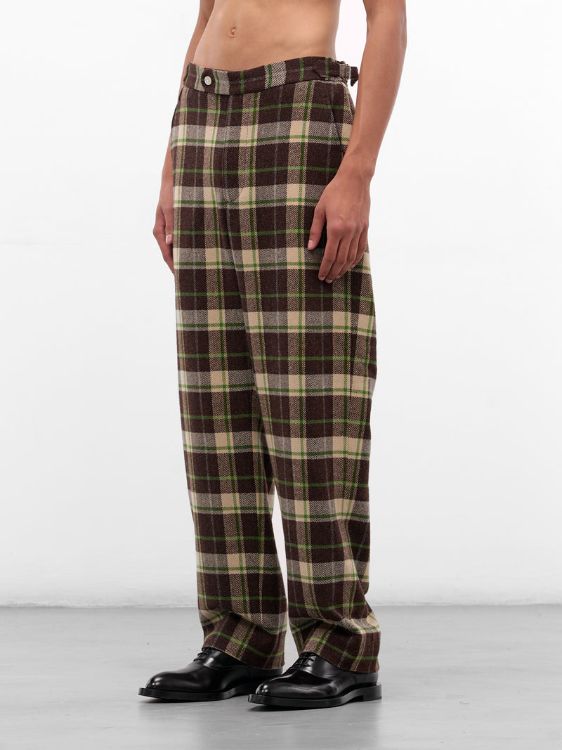 Brown Woodcrest Wool Plaid Trousers (MRF25BT008-BROWN-GREEN)