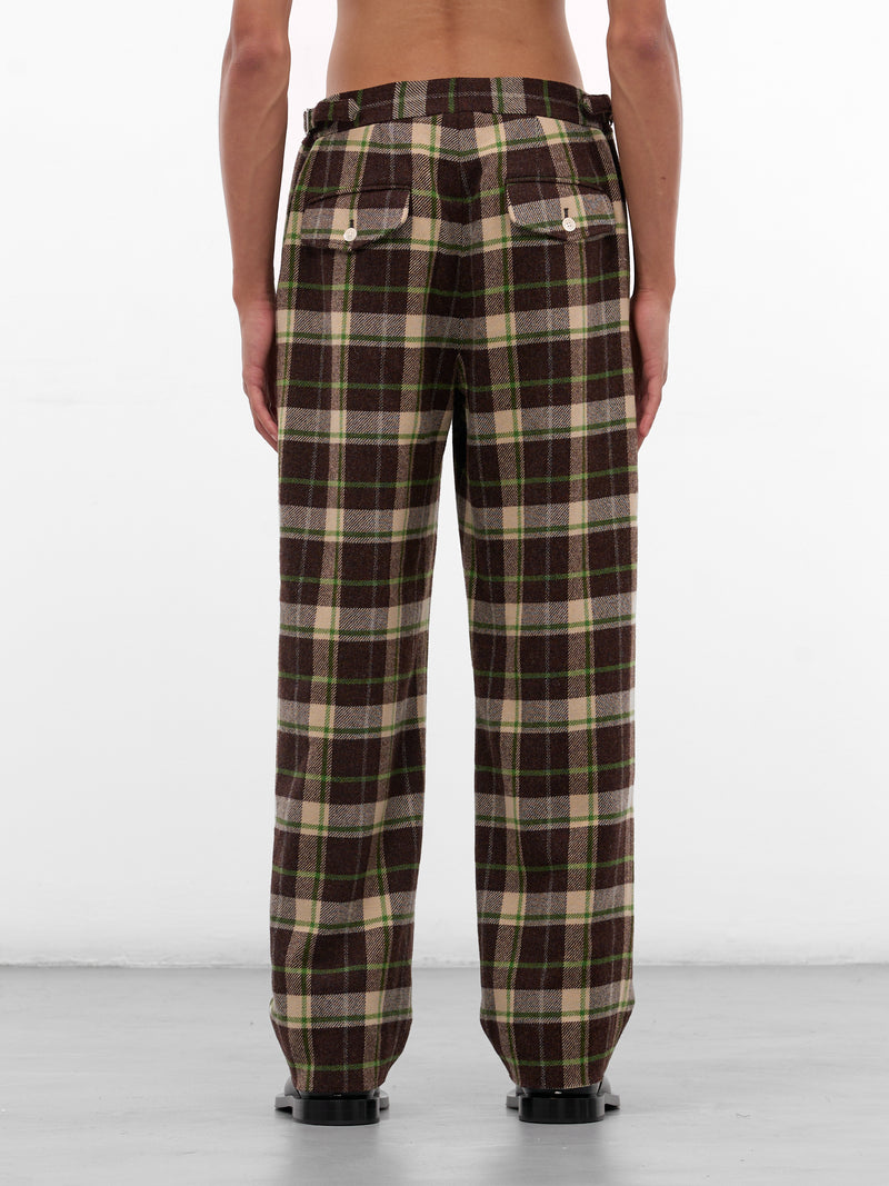 Brown Woodcrest Wool Plaid Trousers (MRF25BT008-BROWN-GREEN)