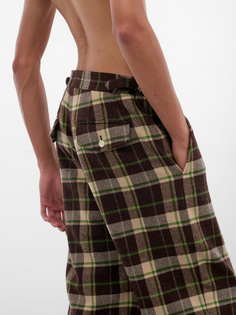 Brown Woodcrest Wool Plaid Trousers (MRF25BT008-BROWN-GREEN)