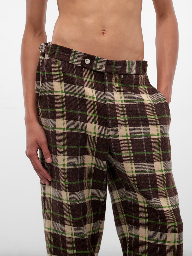 Brown Woodcrest Wool Plaid Trousers (MRF25BT008-BROWN-GREEN)