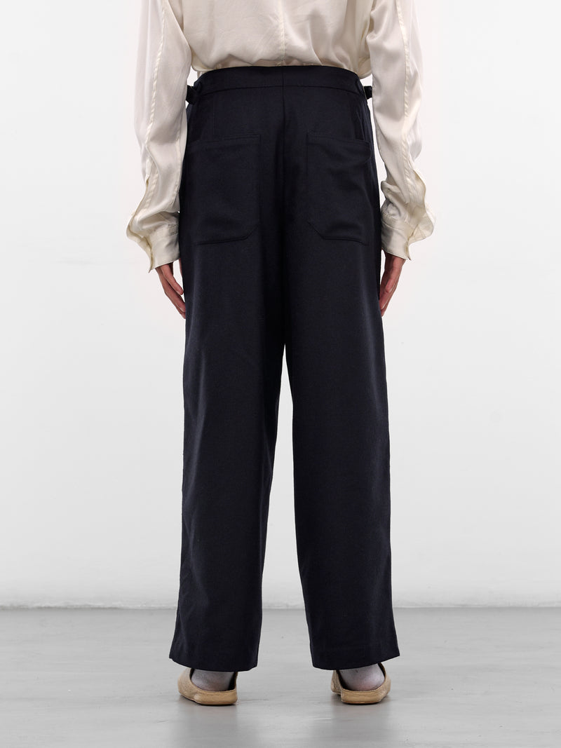 Navy Snowdrop Appliqué Wool Trousers (MRF25BT043-NAVY)