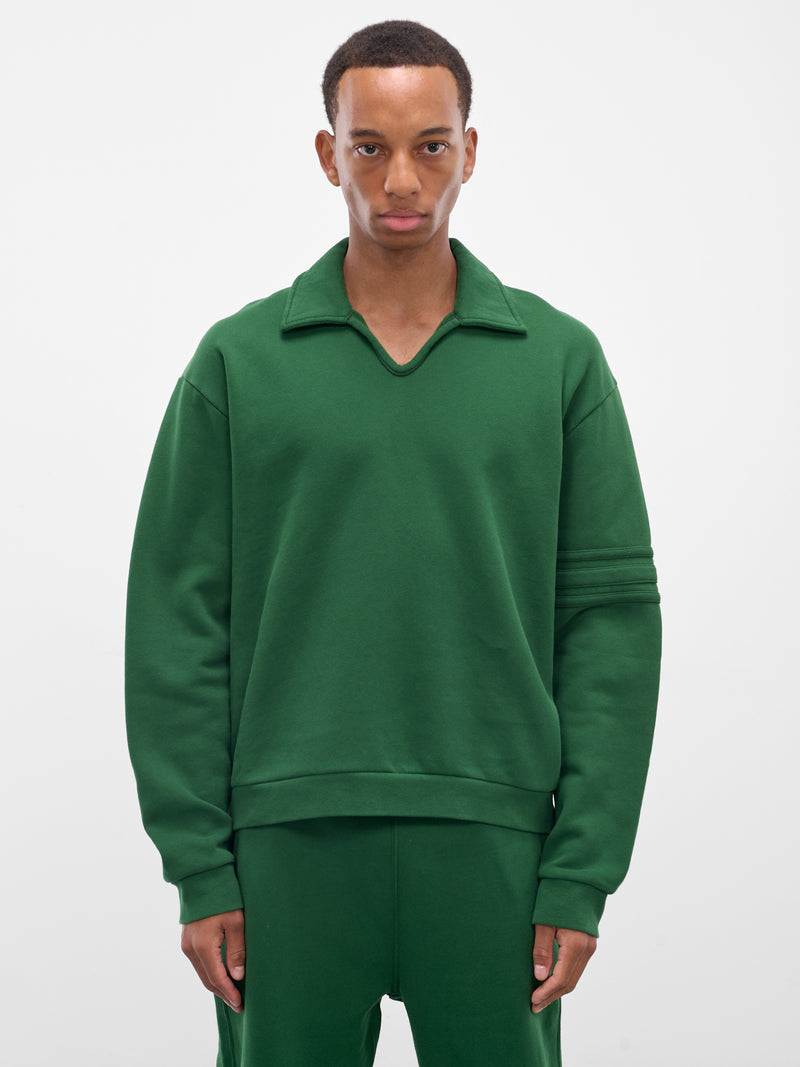 Green Cotton Relaxed Polo Sweatshirt (MRF25CS024-DARK-GREEN)