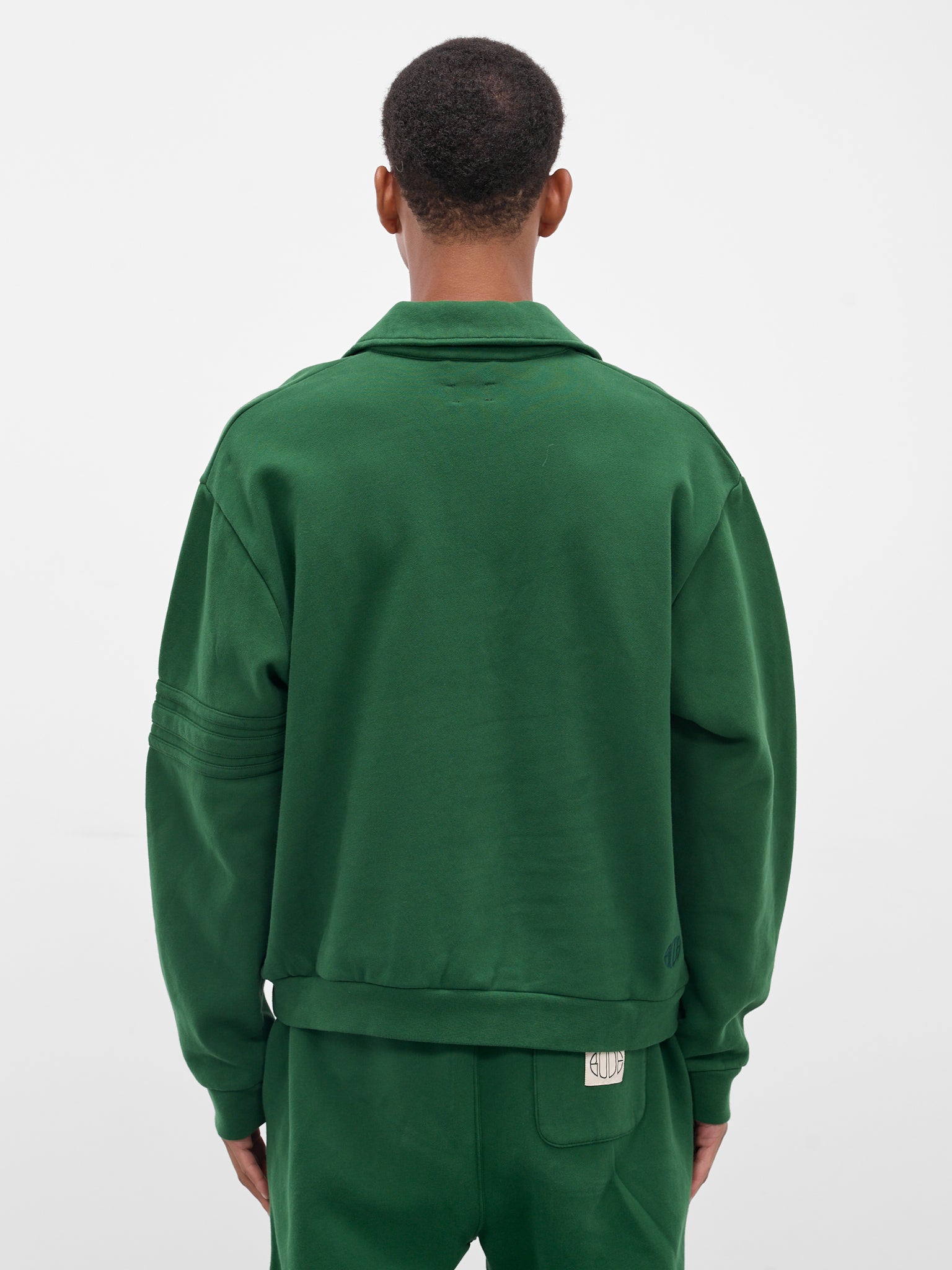Green Cotton Relaxed Polo Sweatshirt (MRF25CS024-DARK-GREEN)