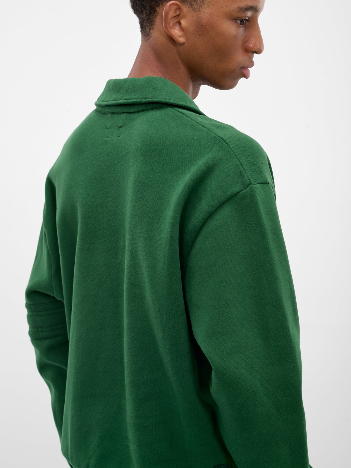 Green Cotton Relaxed Polo Sweatshirt (MRF25CS024-DARK-GREEN)