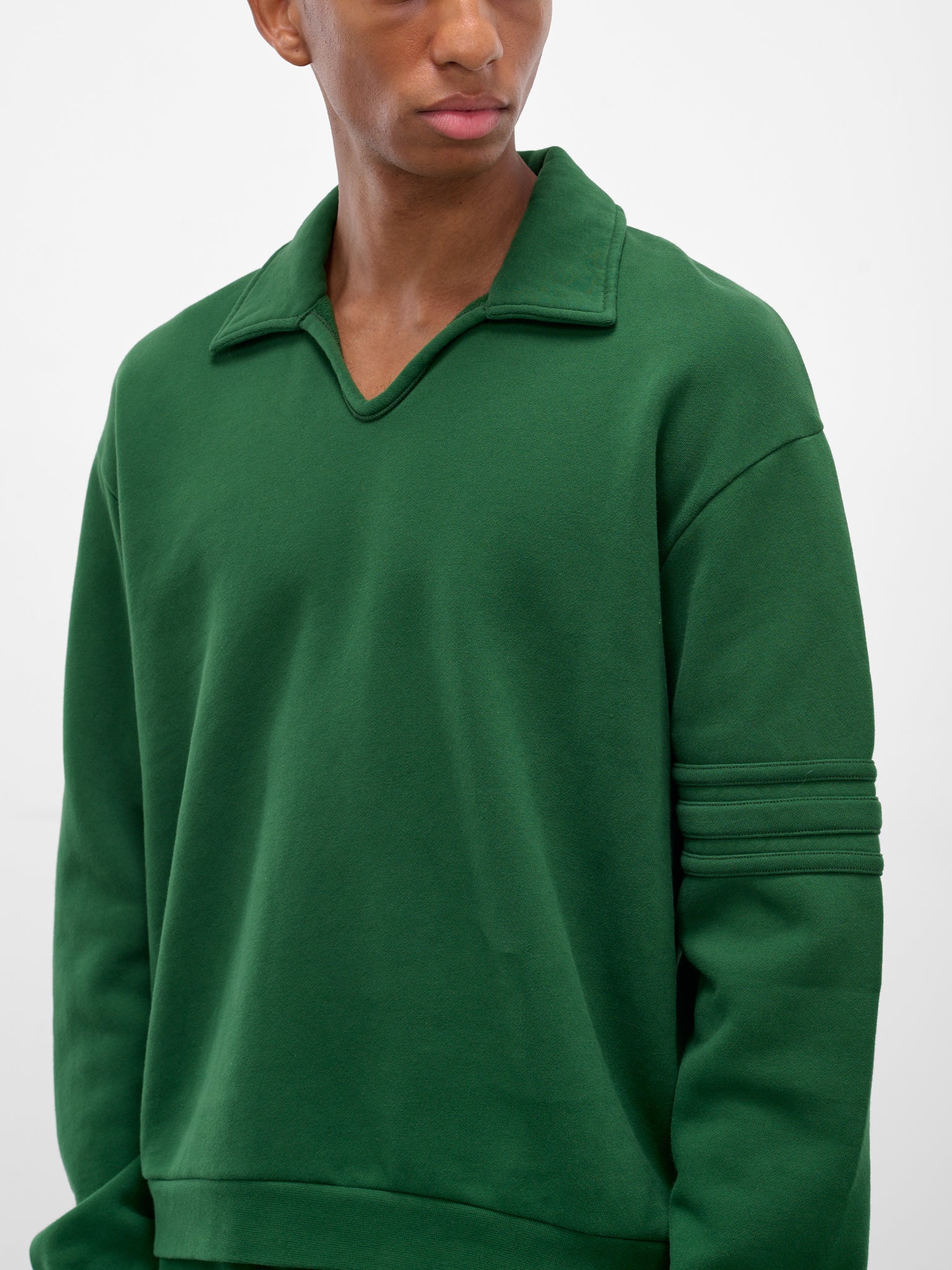 Green Cotton Relaxed Polo Sweatshirt (MRF25CS024-DARK-GREEN)