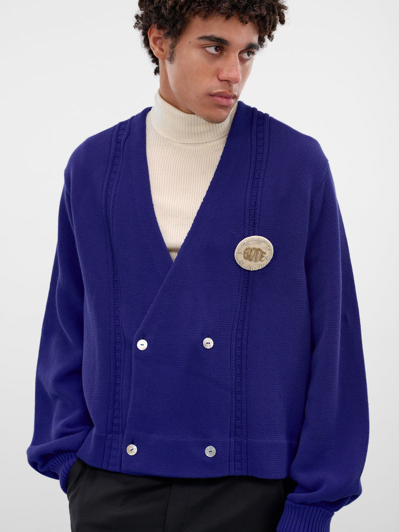 Navy Cotton Knit Double-Breasted Cardigan (MRF25KT001-ULTRAMARINE)