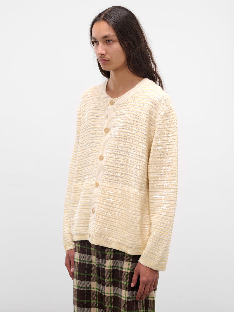 Ivory Sequin Spotlight Wool Cardigan (MRF25KT009-IVORY)