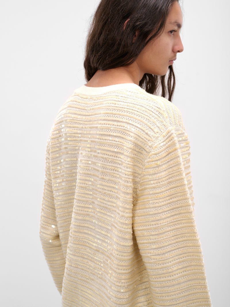Ivory Sequin Spotlight Wool Cardigan (MRF25KT009-IVORY)