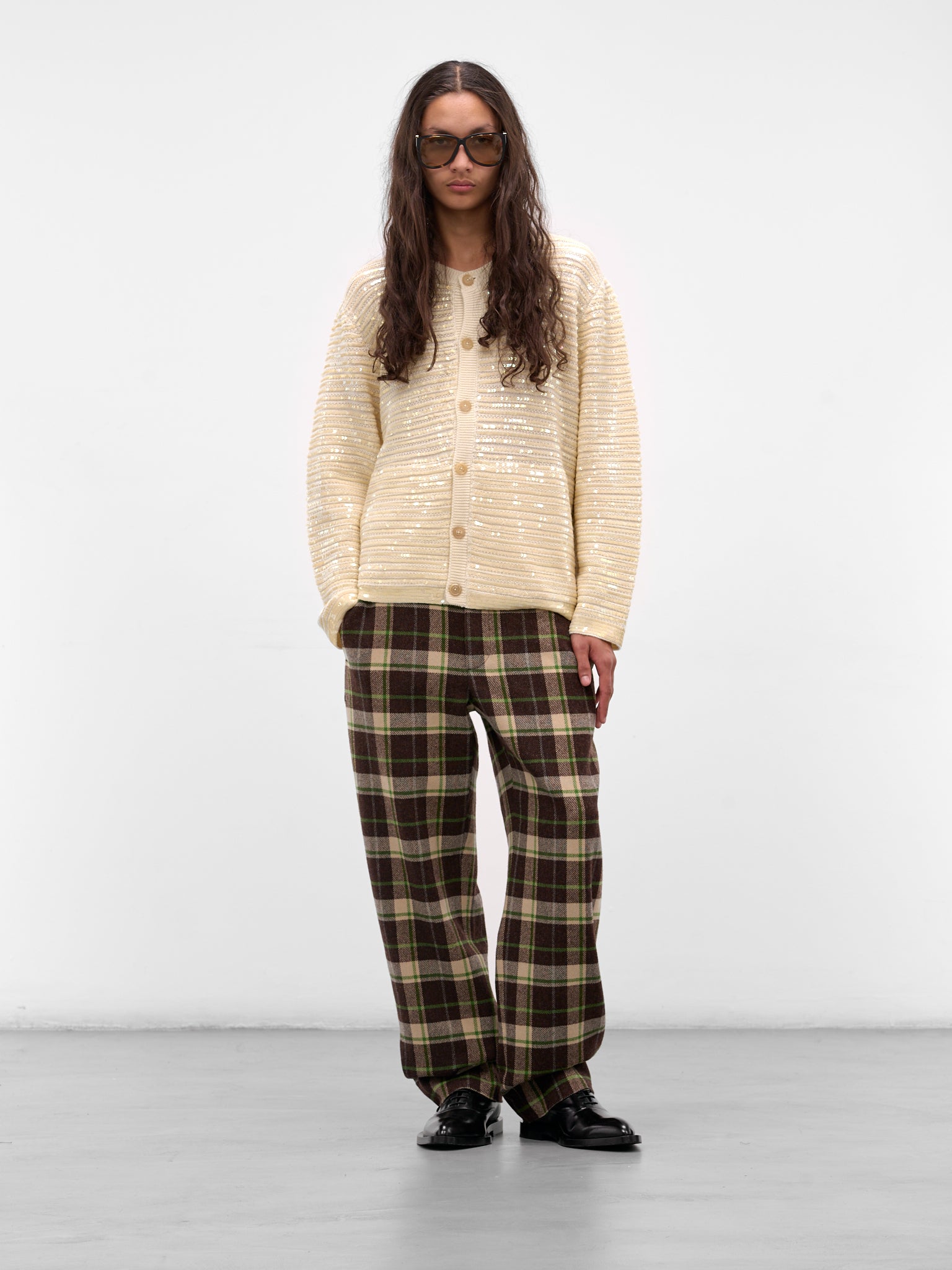 Ivory Sequin Spotlight Wool Cardigan (MRF25KT009-IVORY)
