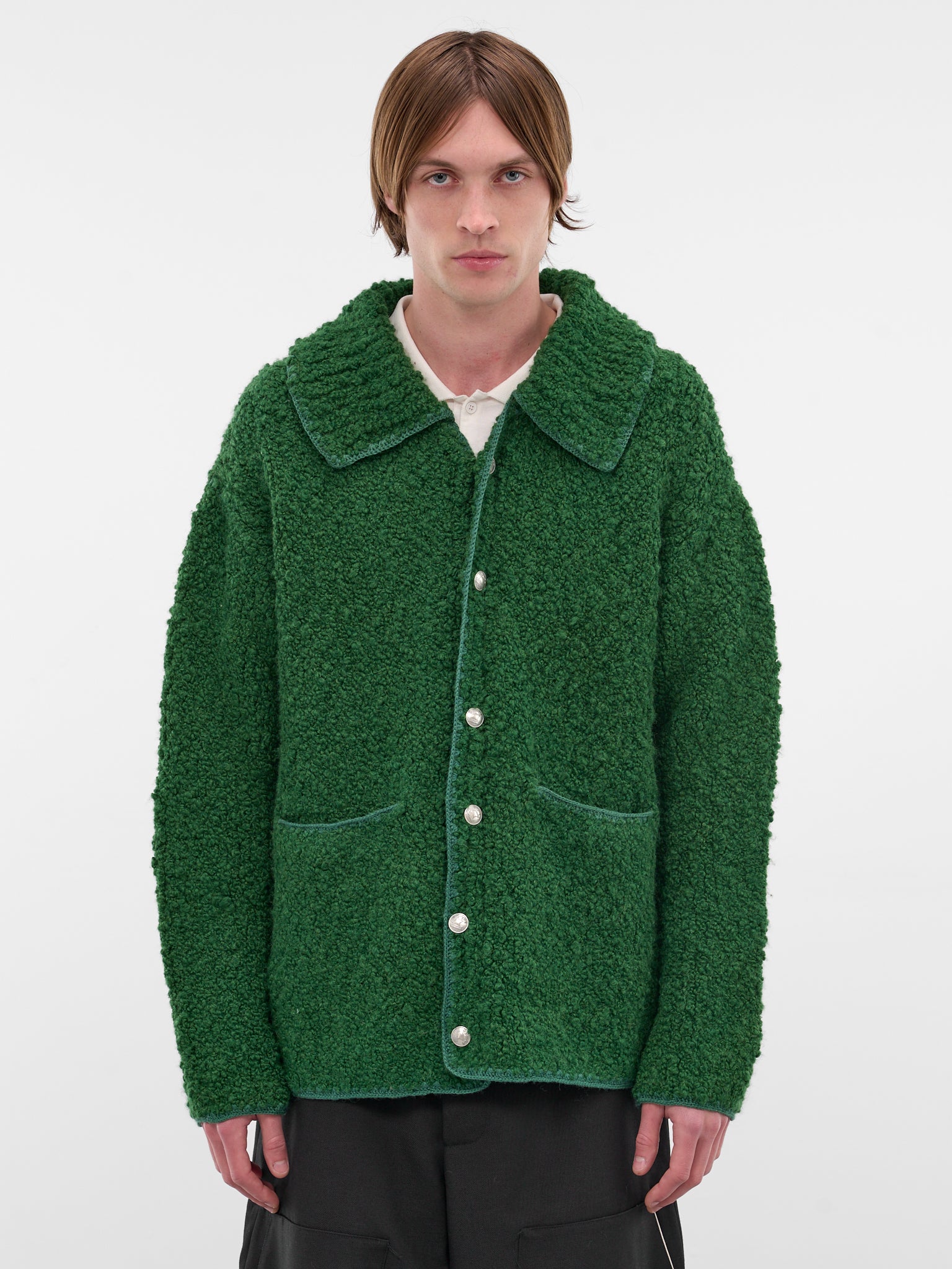 Green Alpaca-Wool Knit Cardigan (MRF25KT019-GREEN)