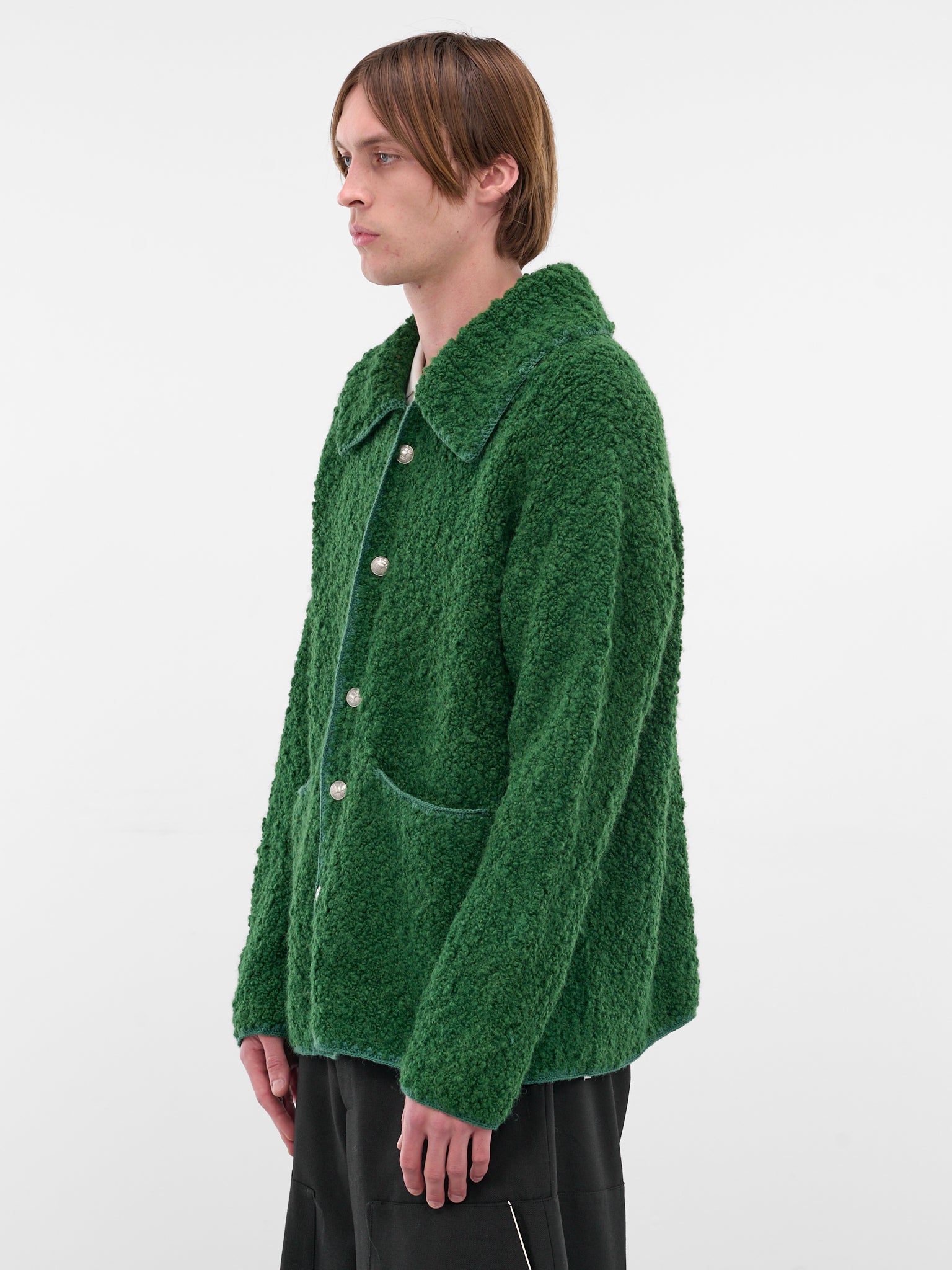 Green Alpaca-Wool Knit Cardigan (MRF25KT019-GREEN)