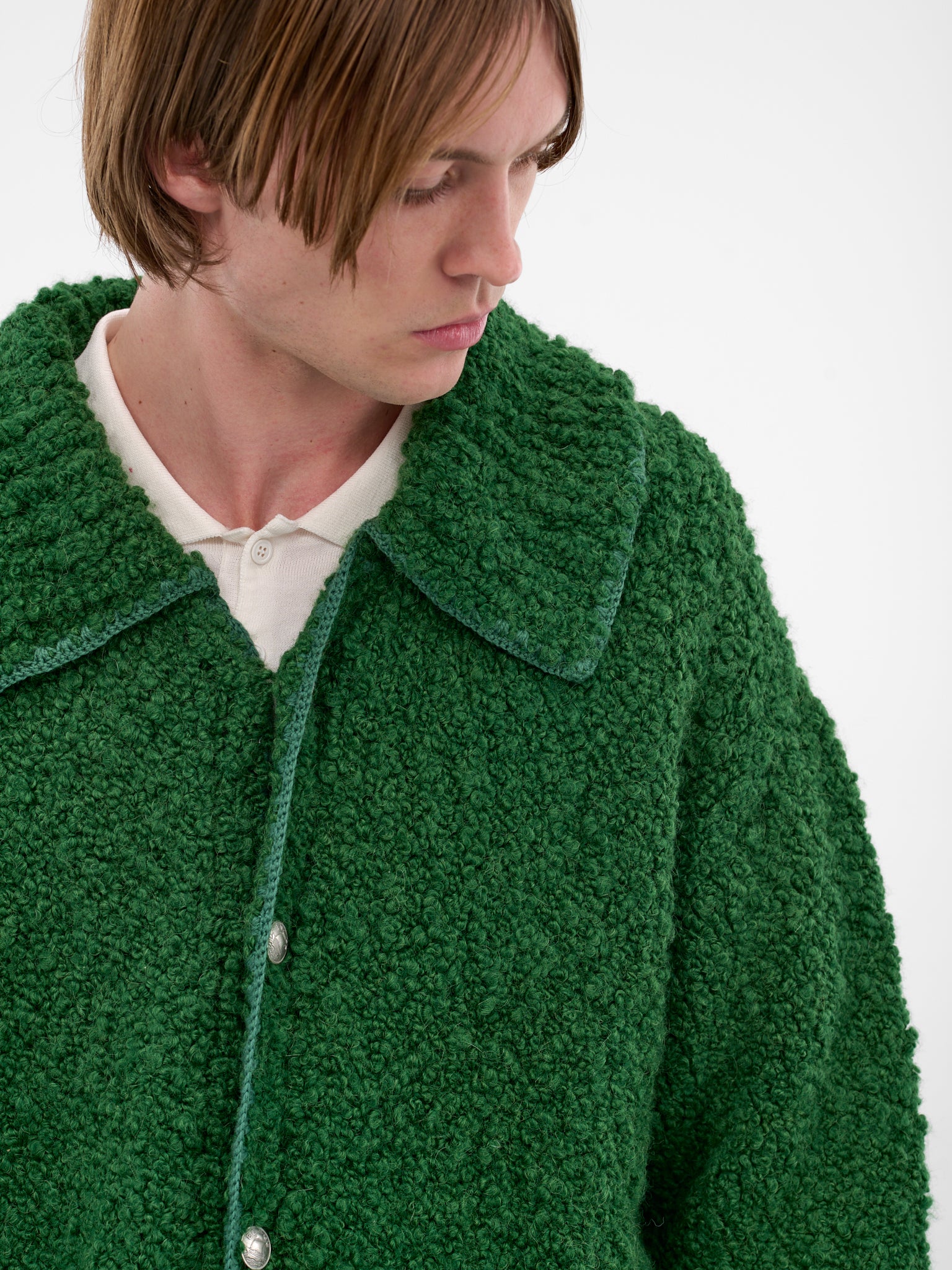 Green Alpaca-Wool Knit Cardigan (MRF25KT019-GREEN)