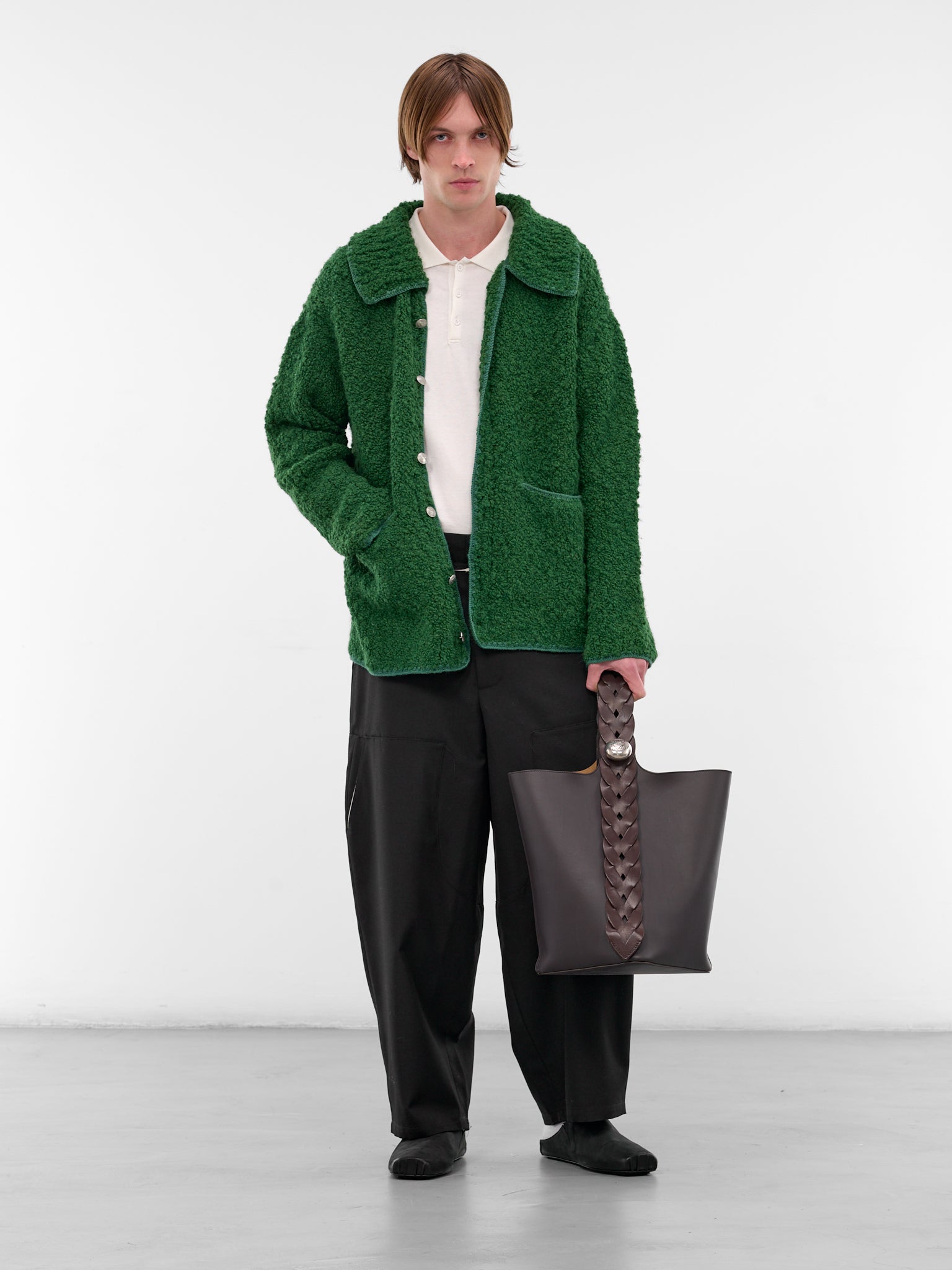 Green Alpaca-Wool Knit Cardigan (MRF25KT019-GREEN)
