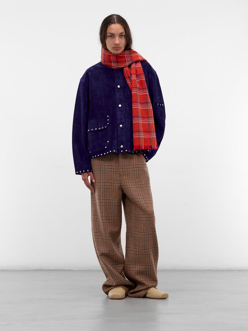 Blue Suede Studded Welding Jacket (MRF25OW011-BLUE)