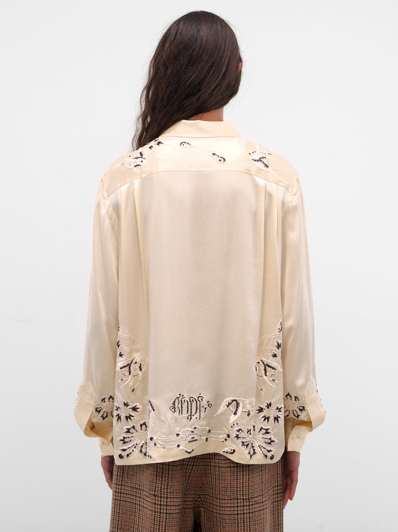 White Phantasm Embroidered Silk Shirt (MRF25SH047-ECRU)