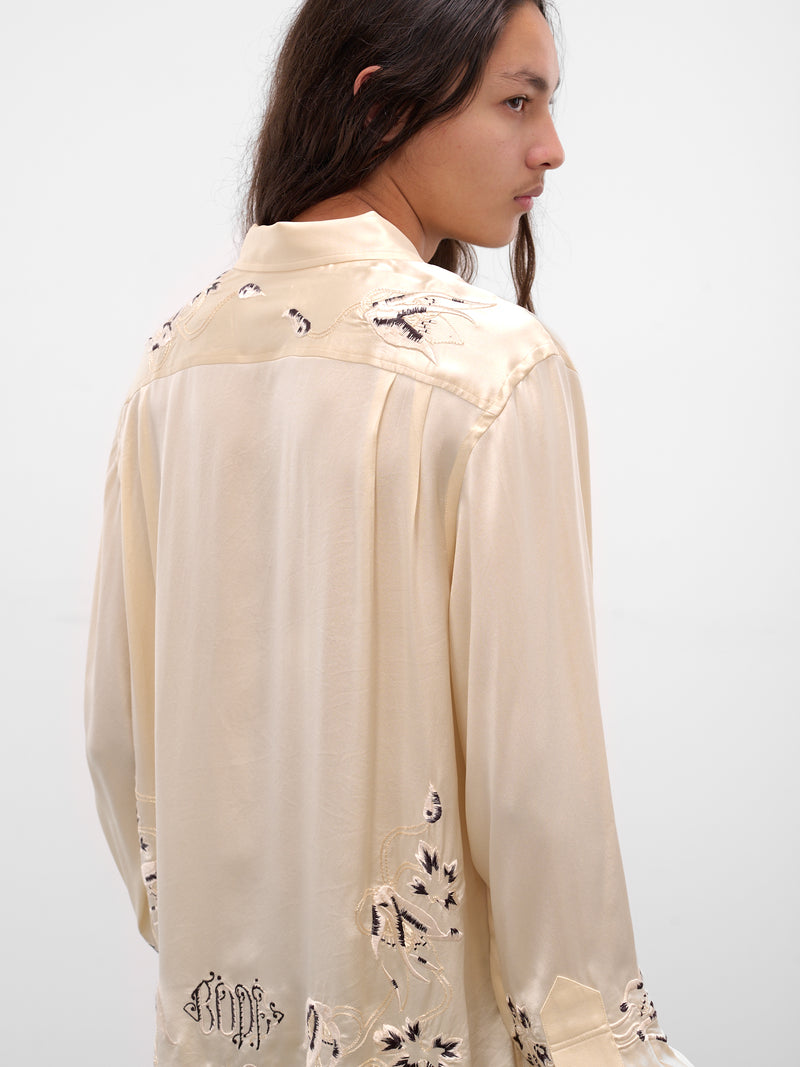 White Phantasm Embroidered Silk Shirt (MRF25SH047-ECRU)