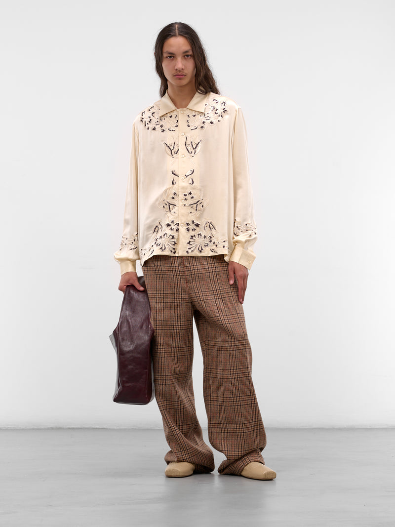 White Phantasm Embroidered Silk Shirt (MRF25SH047-ECRU)