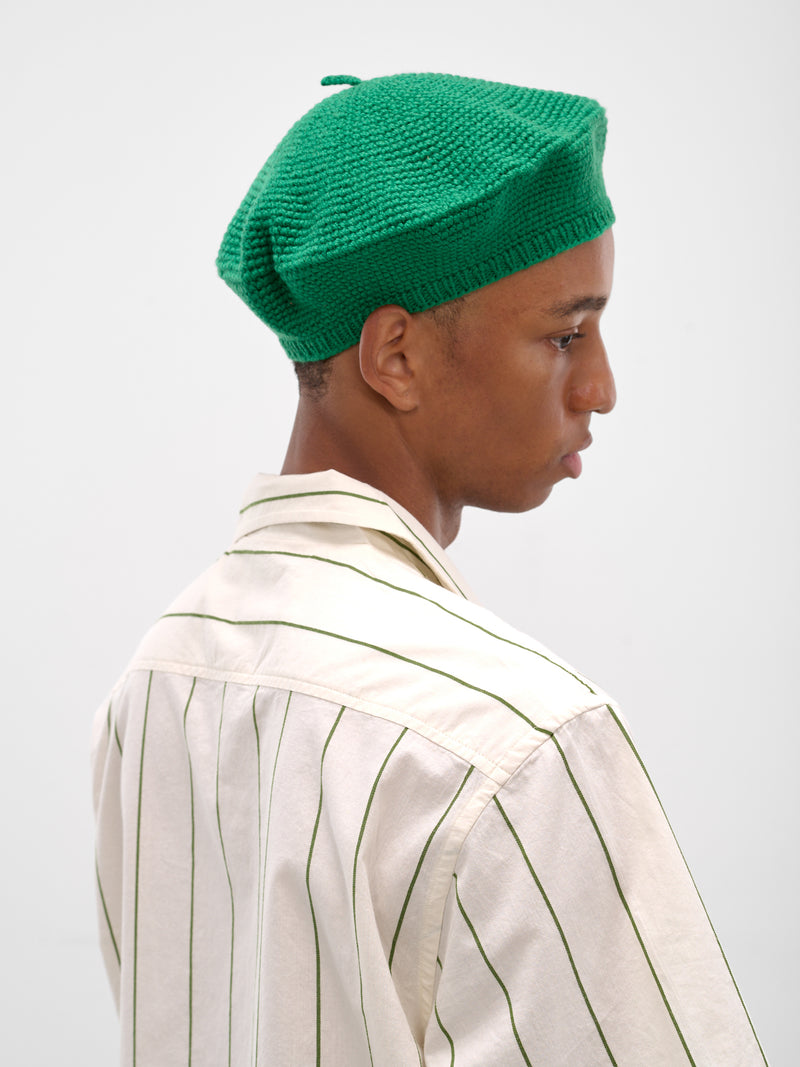 Green Merino Wool Crochet Berete (MRS24KA011-GREEN)