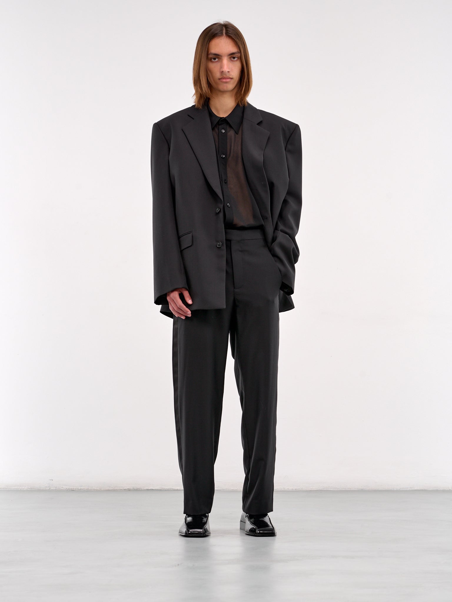 Single-Breasted Oversized Jacket (0254-T115-BLACK)