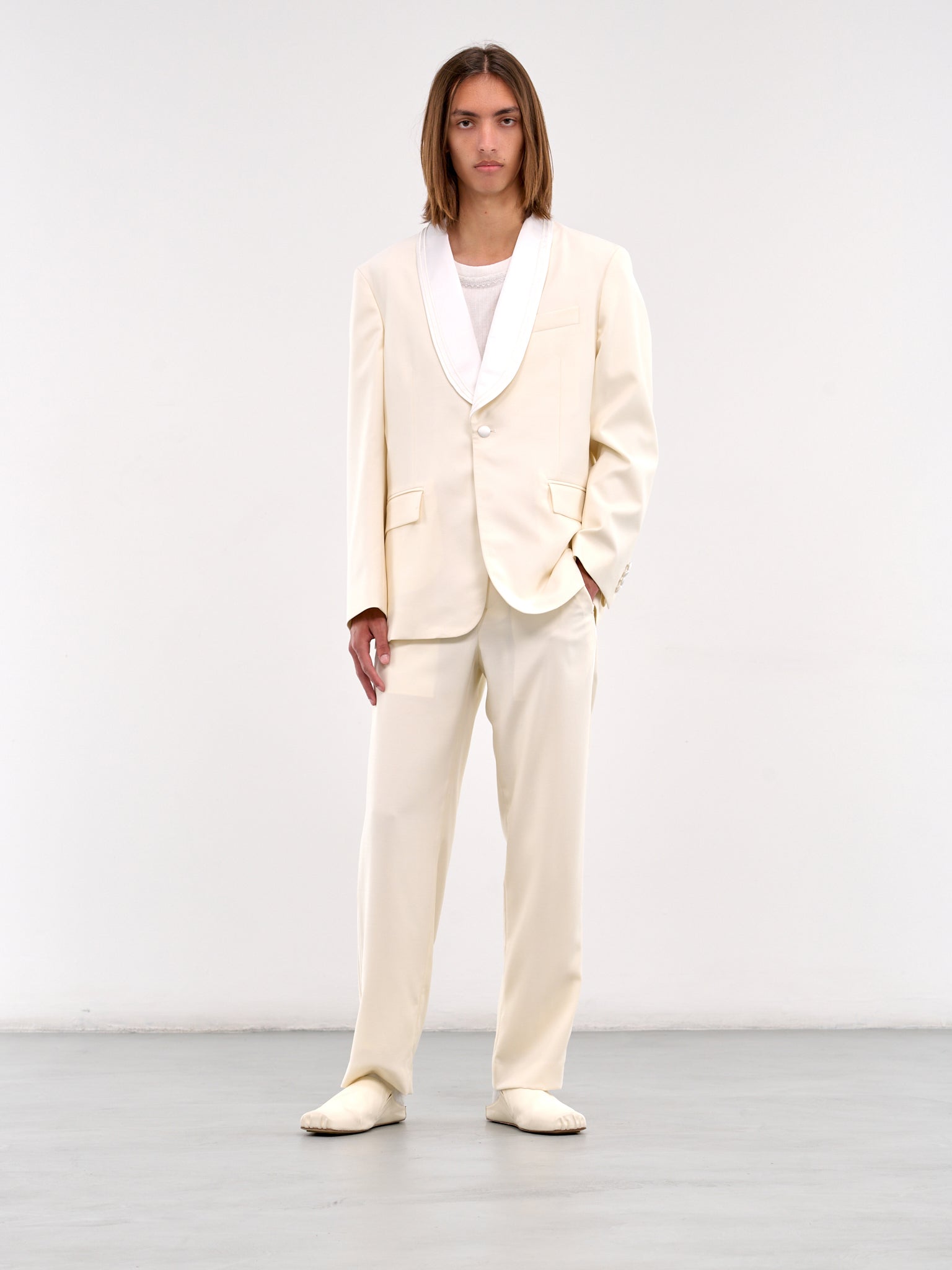 Meringue Shawl Collar Tuxedo Jacket (MRS25SJ013-WHITE)