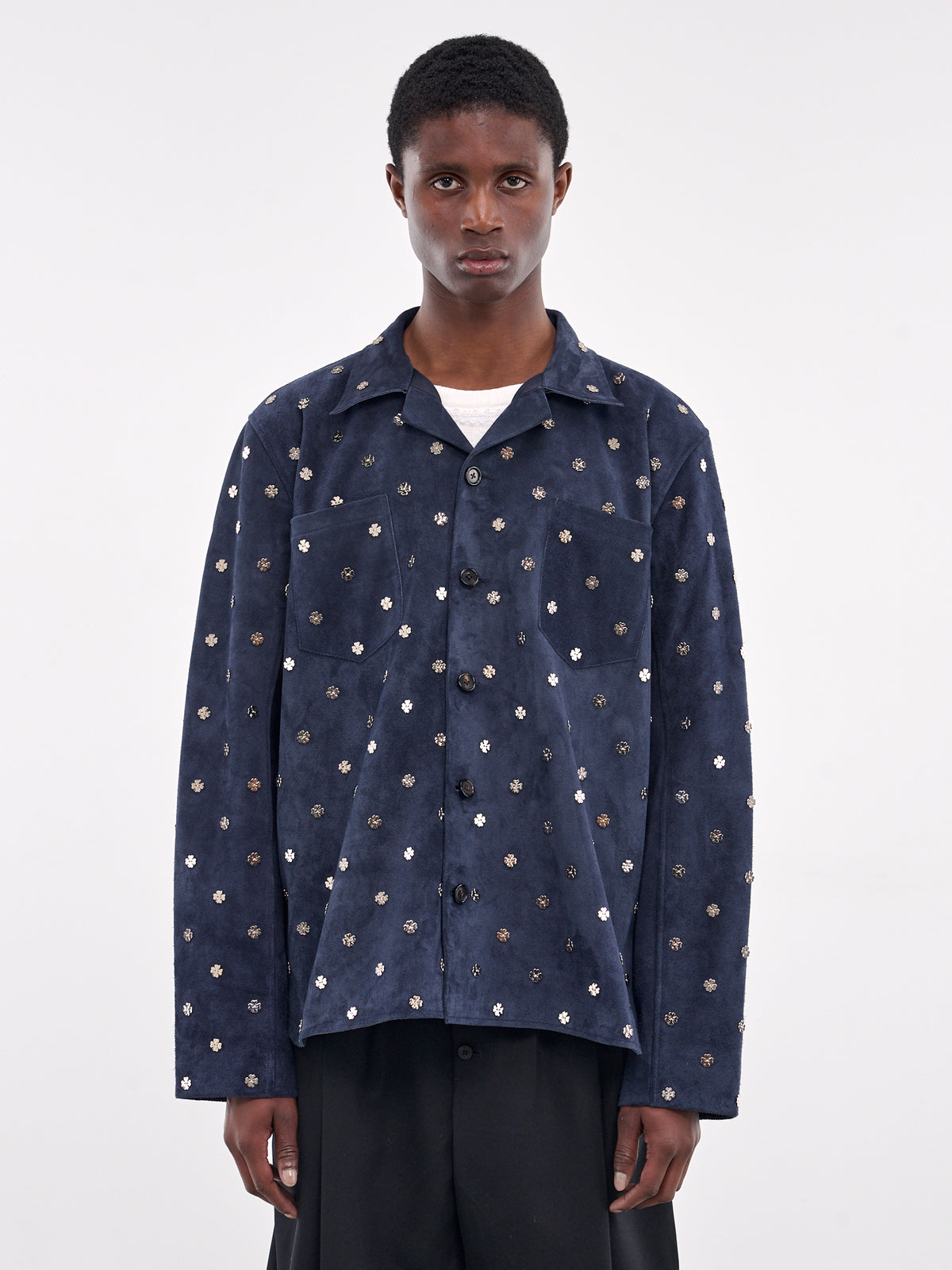 Shamrock Clover Suede Work Shirt (MRS25JA034-DARK-NAVY)