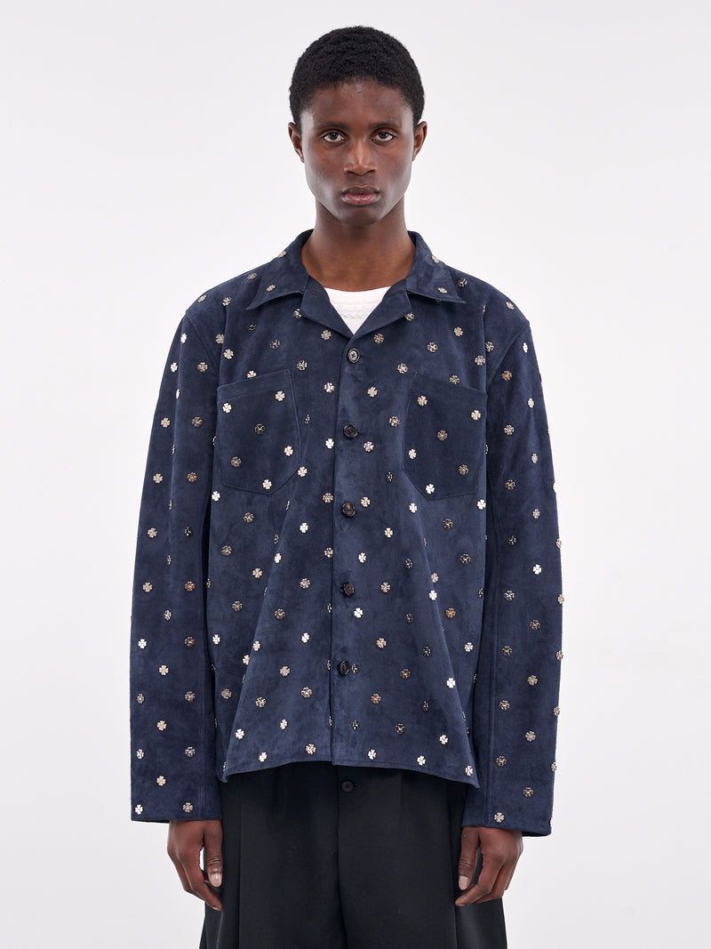 Shamrock Clover Suede Work Shirt (MRS25JA034-DARK-NAVY)