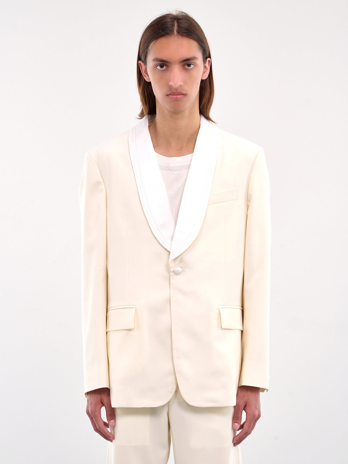 Meringue Shawl Collar Tuxedo Jacket (MRS25SJ013-WHITE)