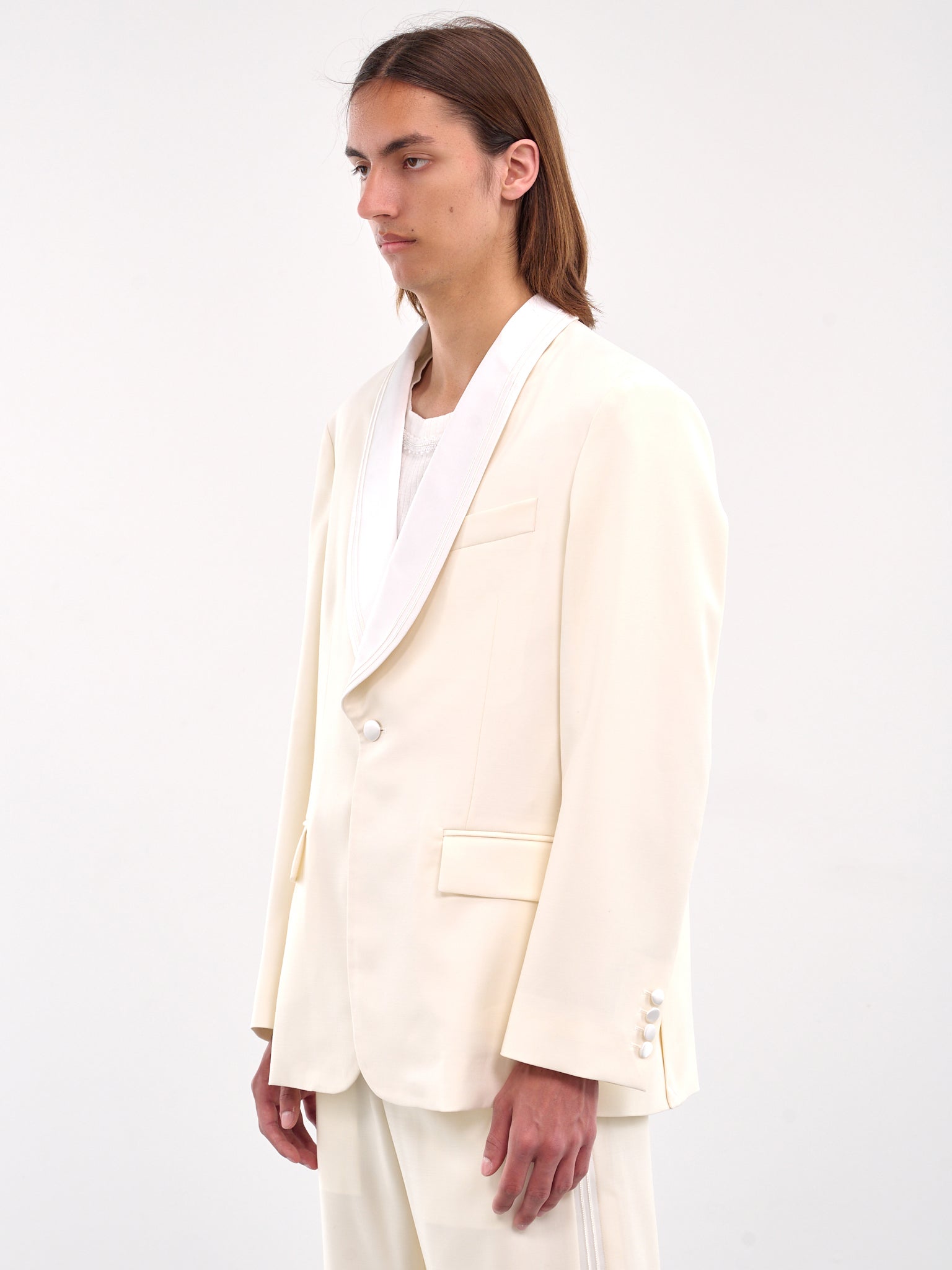 Meringue Shawl Collar Tuxedo Jacket (MRS25SJ013-WHITE)