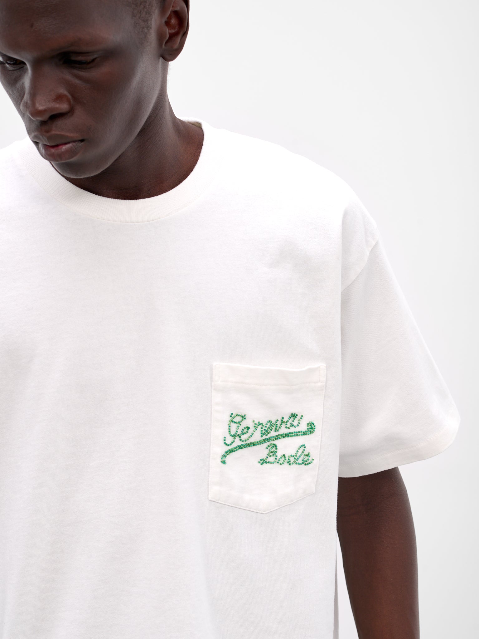 White Beaded Geneva Pocket Tee (MRS26CS028-CREAM)