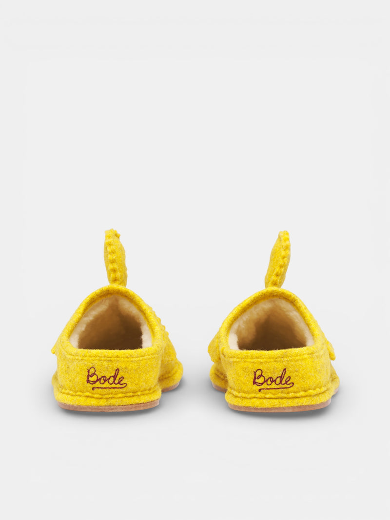 Yellow Felt Rubber Duck Slippers (MRS26FW001-YELLOW-RED)