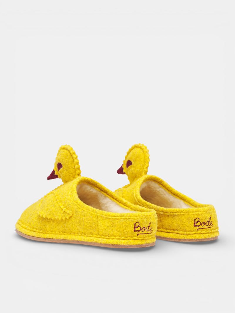 Yellow Felt Rubber Duck Slippers (MRS26FW001-YELLOW-RED)