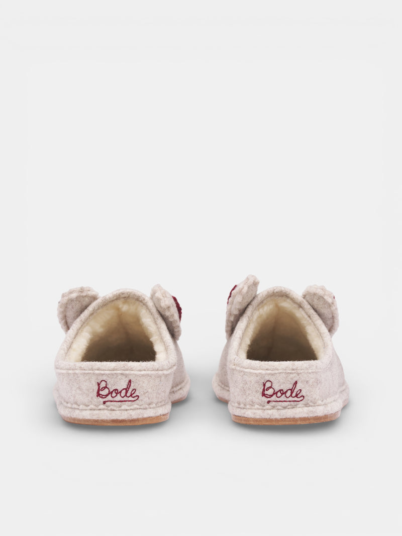 Gray Felt Rabbit Slippers (MRS26FW002-CREAM-RED)