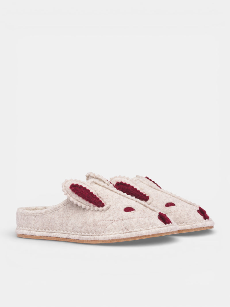 Gray Felt Rabbit Slippers (MRS26FW002-CREAM-RED)