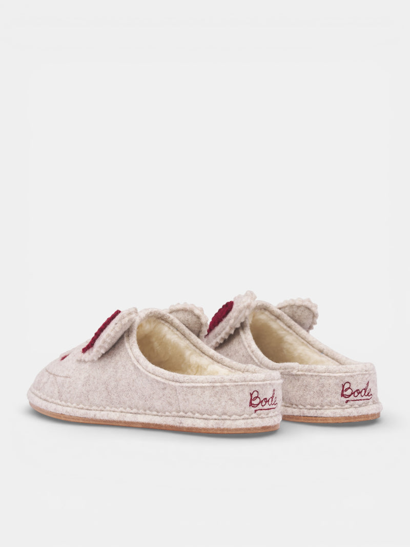 Gray Felt Rabbit Slippers (MRS26FW002-CREAM-RED)