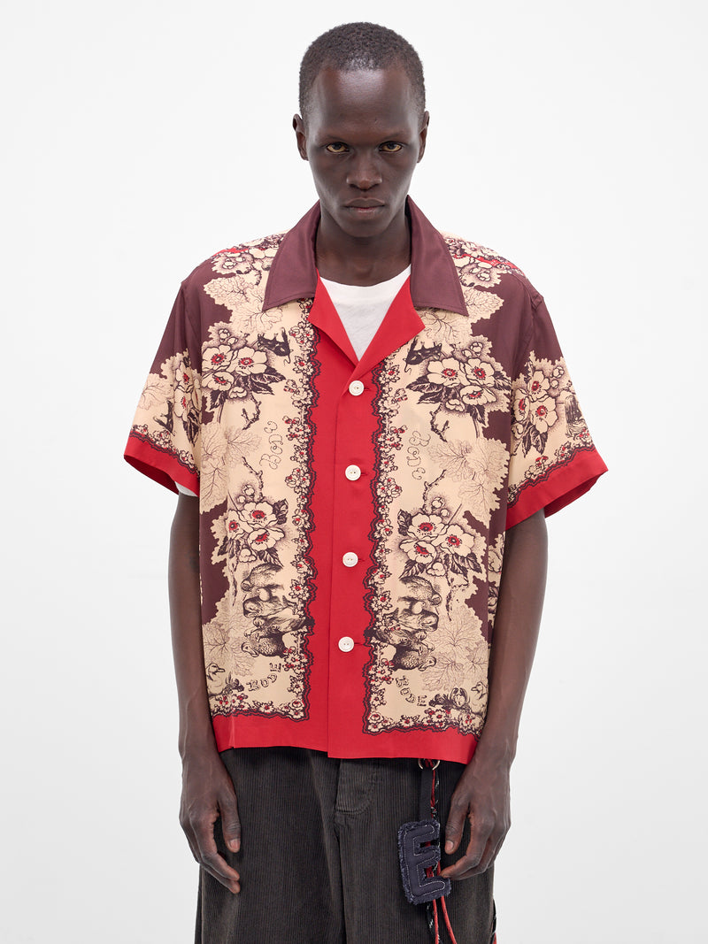 Red Storybook Print Silk Shirt (MRS26SH011-RED-BLACK)