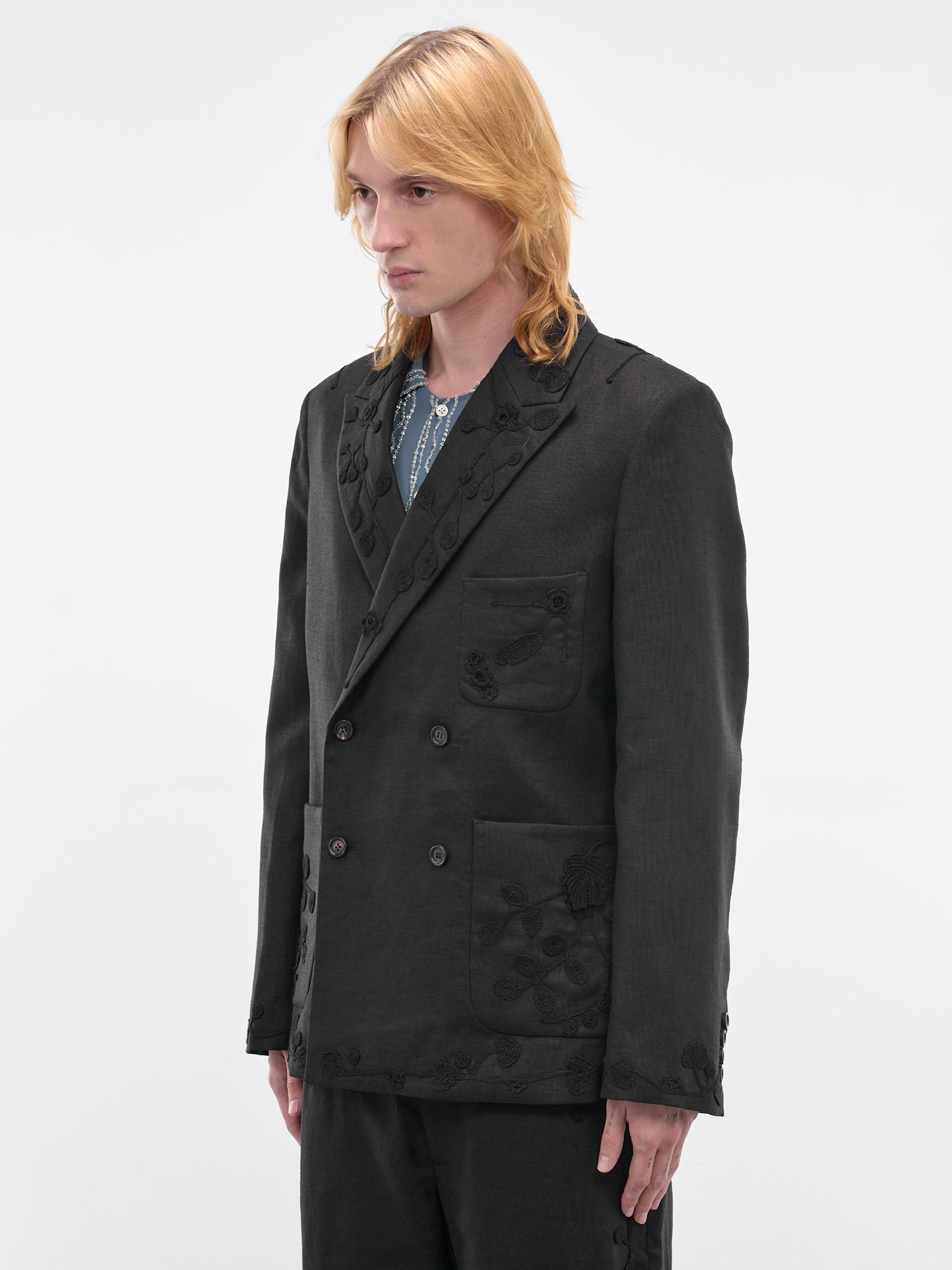 BODE Embroidered Linen Blazer | H.Lorenzo - side