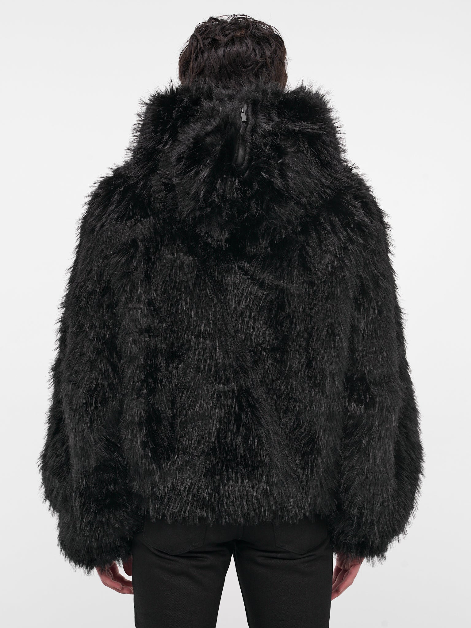 Black Oversized Faux Fur Jacket (MS001-BLACK)