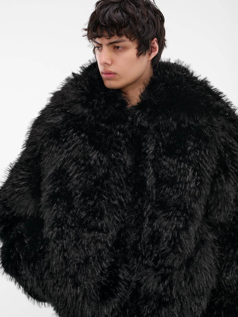 Black Oversized Faux Fur Jacket (MS001-BLACK)