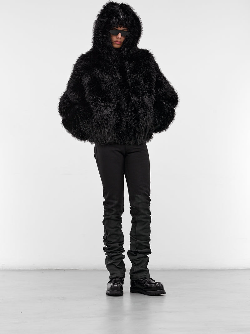 Black Oversized Faux Fur Jacket (MS001-BLACK)